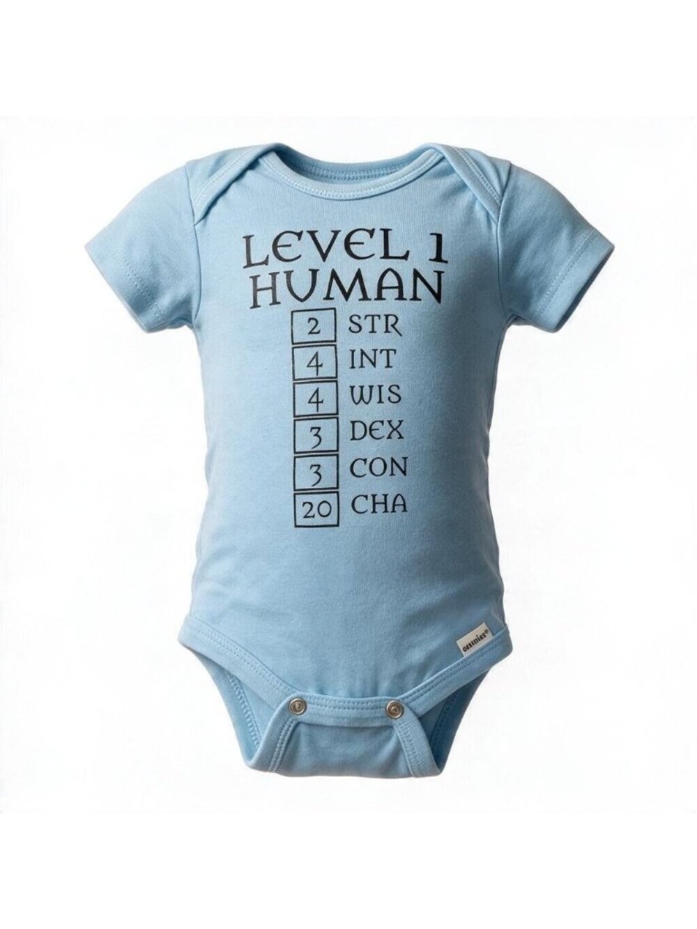 Gerber Level 1 Human Baby Onesie 0-3M Dungeons Dragons RPG Gamer Geek Nerd